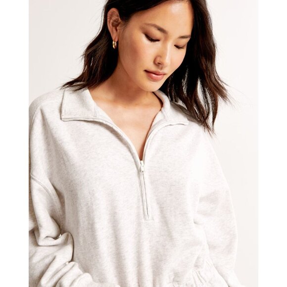 ABERCROMBIE & FITCH Light Heather Grey Cotton Fleece Collared Romper, Size XS - Picture 4 of 13